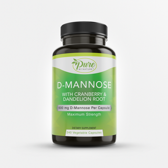 Pure By Nature D-Mannose with Cranberry and Dandelion Root Capsules, 240 Count
